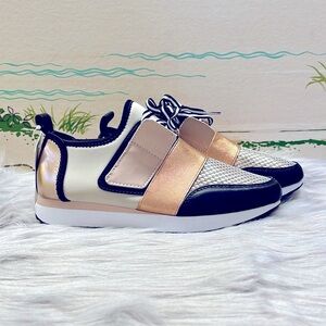 Mossimo Supply Co Rose Gold and Black Sneakers with Metallic Straps